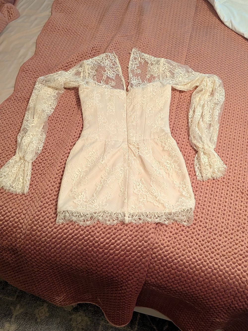 Aliana House Of CB Ivory Lace Sleeve Dress - Picture 11 of 14